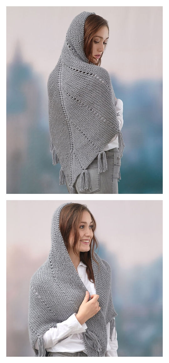 Hoodie Shawl Free Knitting Pattern Knitting Projects