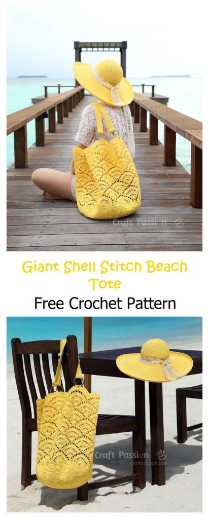Giant Shell Stitch Beach Tote Free Crochet Pattern – Knitting Projects