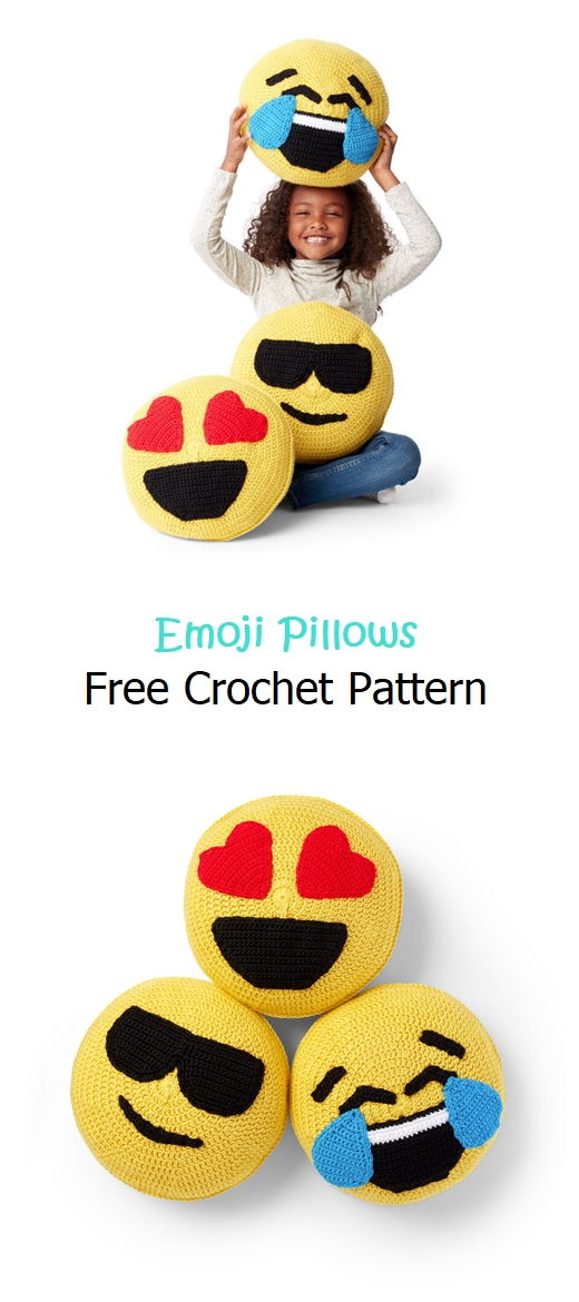 Emoji Pillows Free Crochet Pattern - Knitting Projects