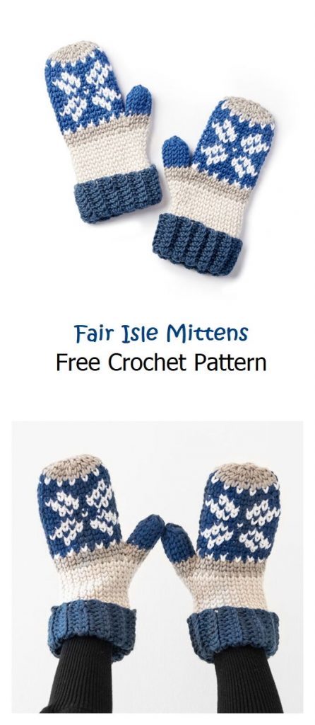 Fair Isle Mittens Free Crochet Pattern – Knitting Projects