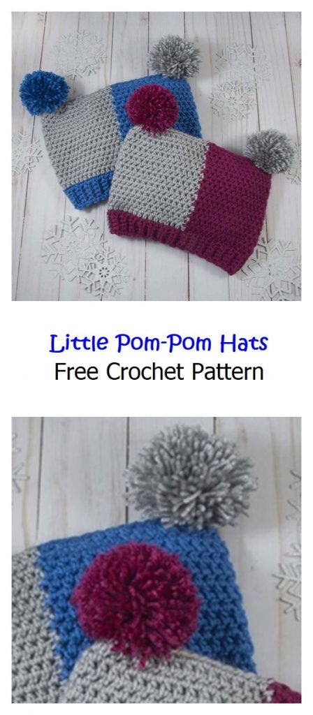 Little Pom-Pom Hats Free Crochet Pattern