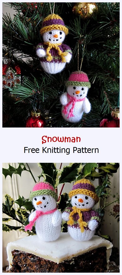 Snowman Free Knitting Pattern Knitting Projects