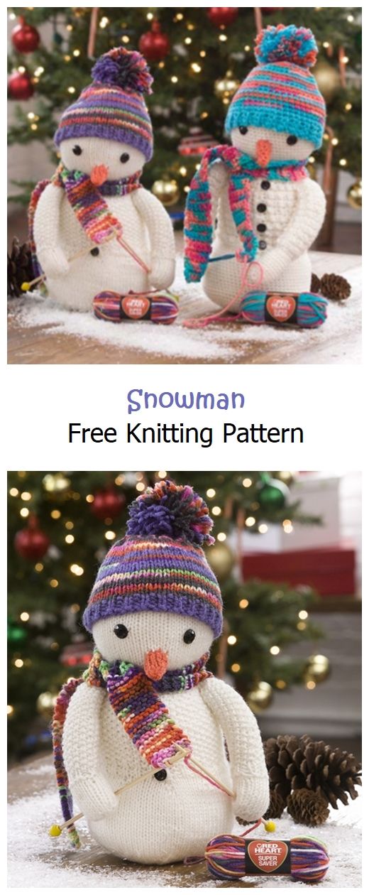 Snowman Free Knitting Pattern Knitting Projects