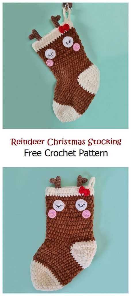 Reindeer Christmas Stocking Free Pattern