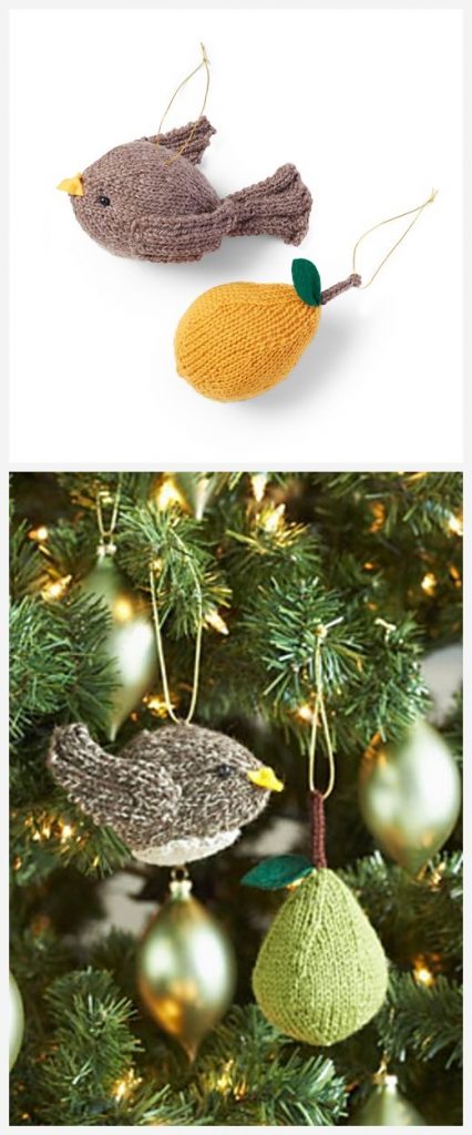 Partridge or a Pear Tree Ornaments Free Pattern