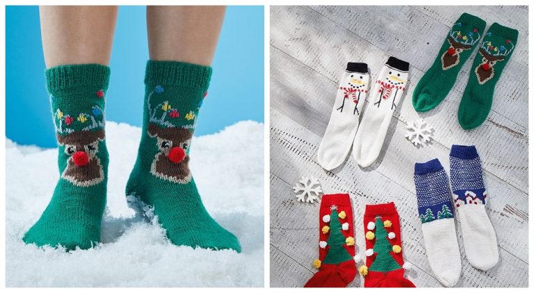 Reindeer Christmas Socks Free Knitting Pattern – Knitting Projects